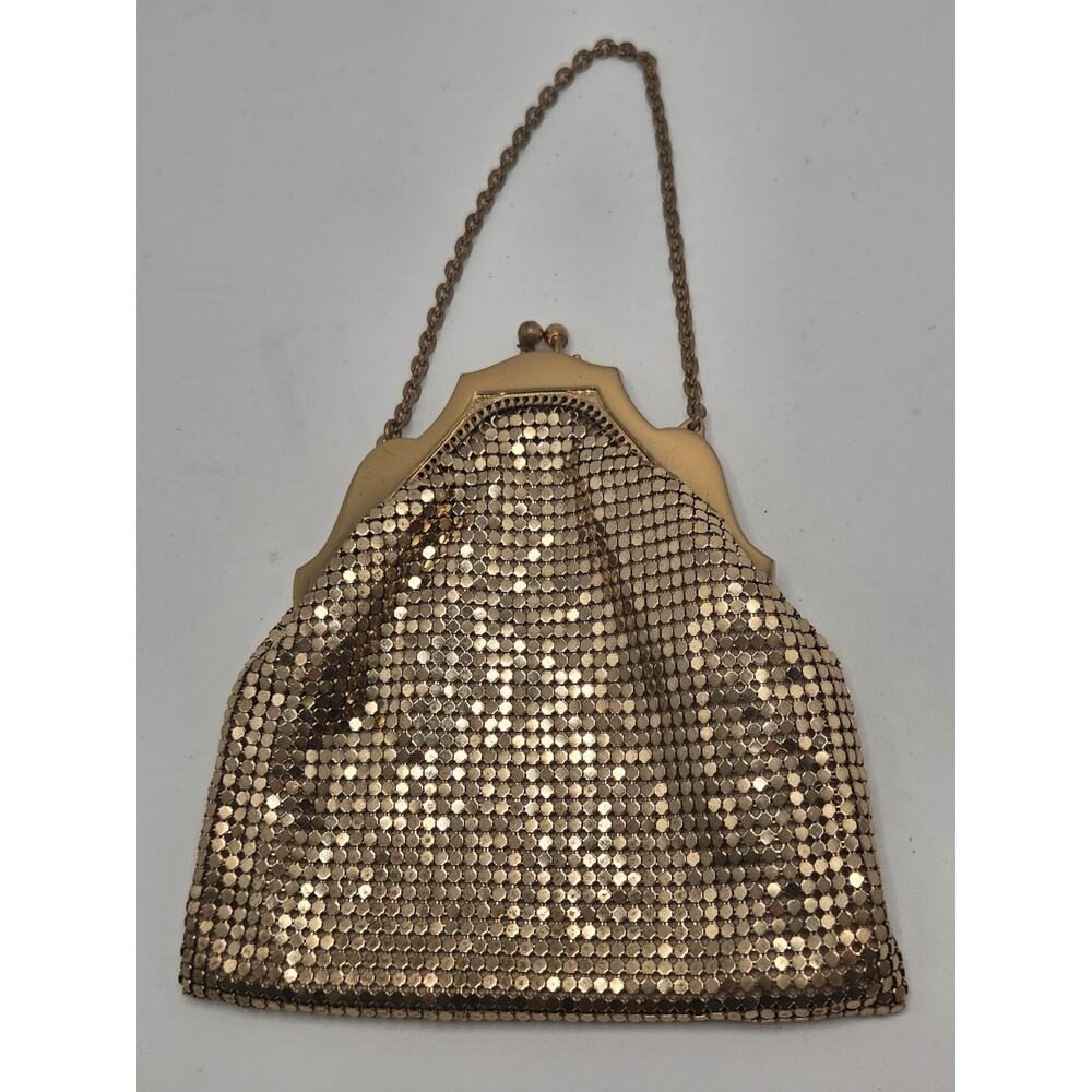 Whiting & Davis 2 Gold Mesh Purses Hand Bag Clasp Coin Purse Vintage w/ Box - Picture 3 of 16